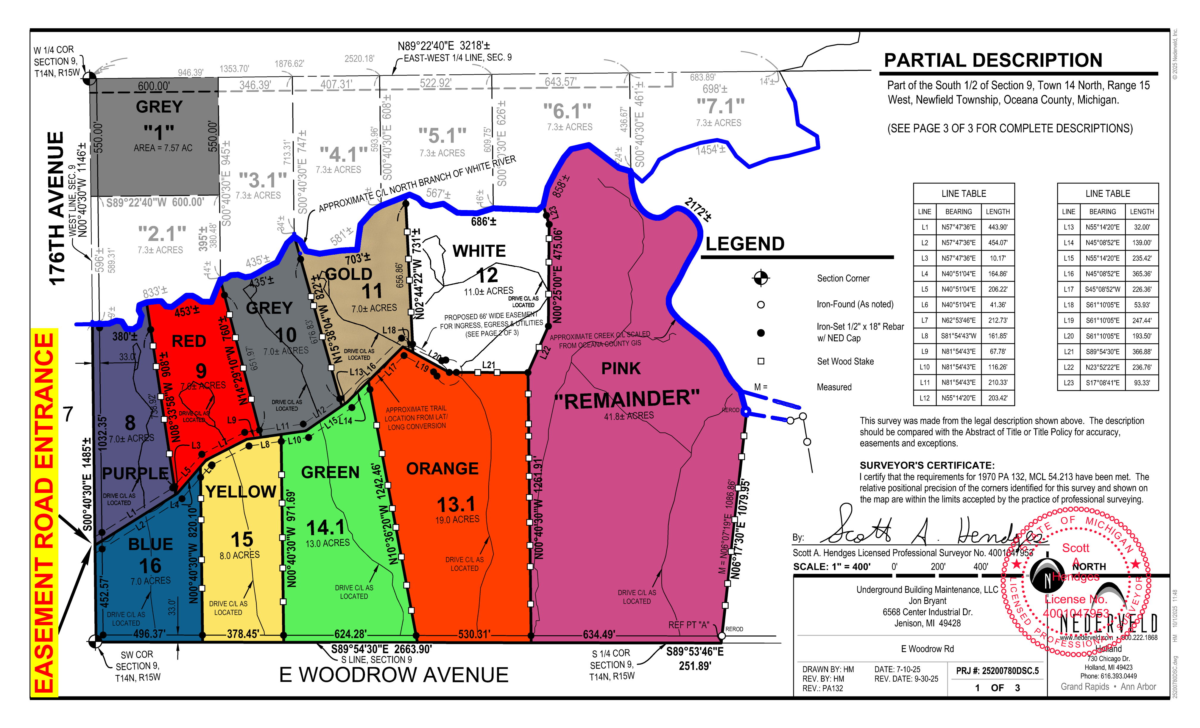 Color-coded survey map of lots